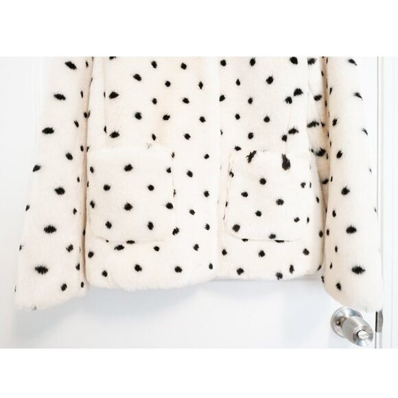 La Vie Rebecca Taylor Polka Dot Spotted Faux Fur Coat Jacket - Picture 3 of 13